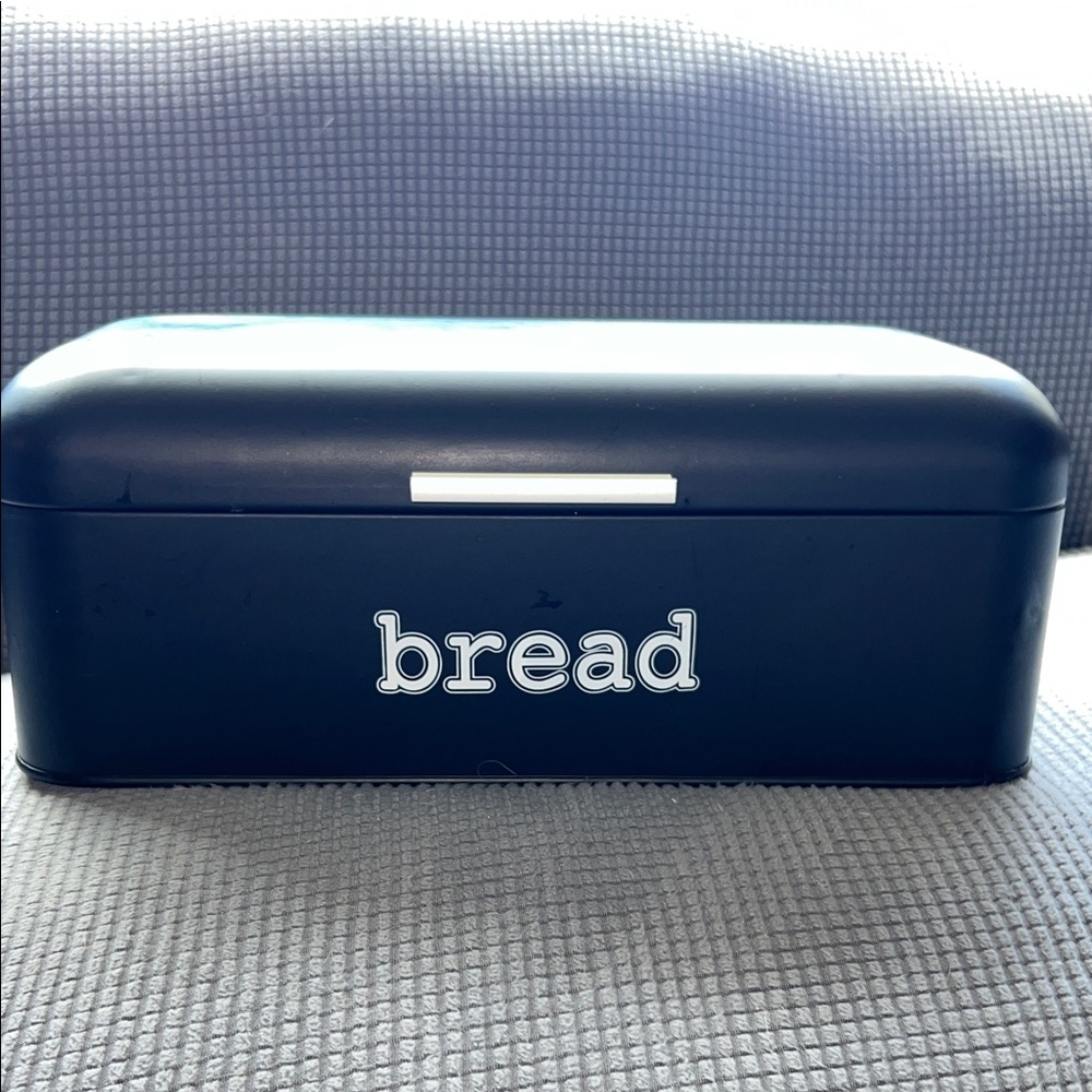 Modern Navy Metal Bread Box